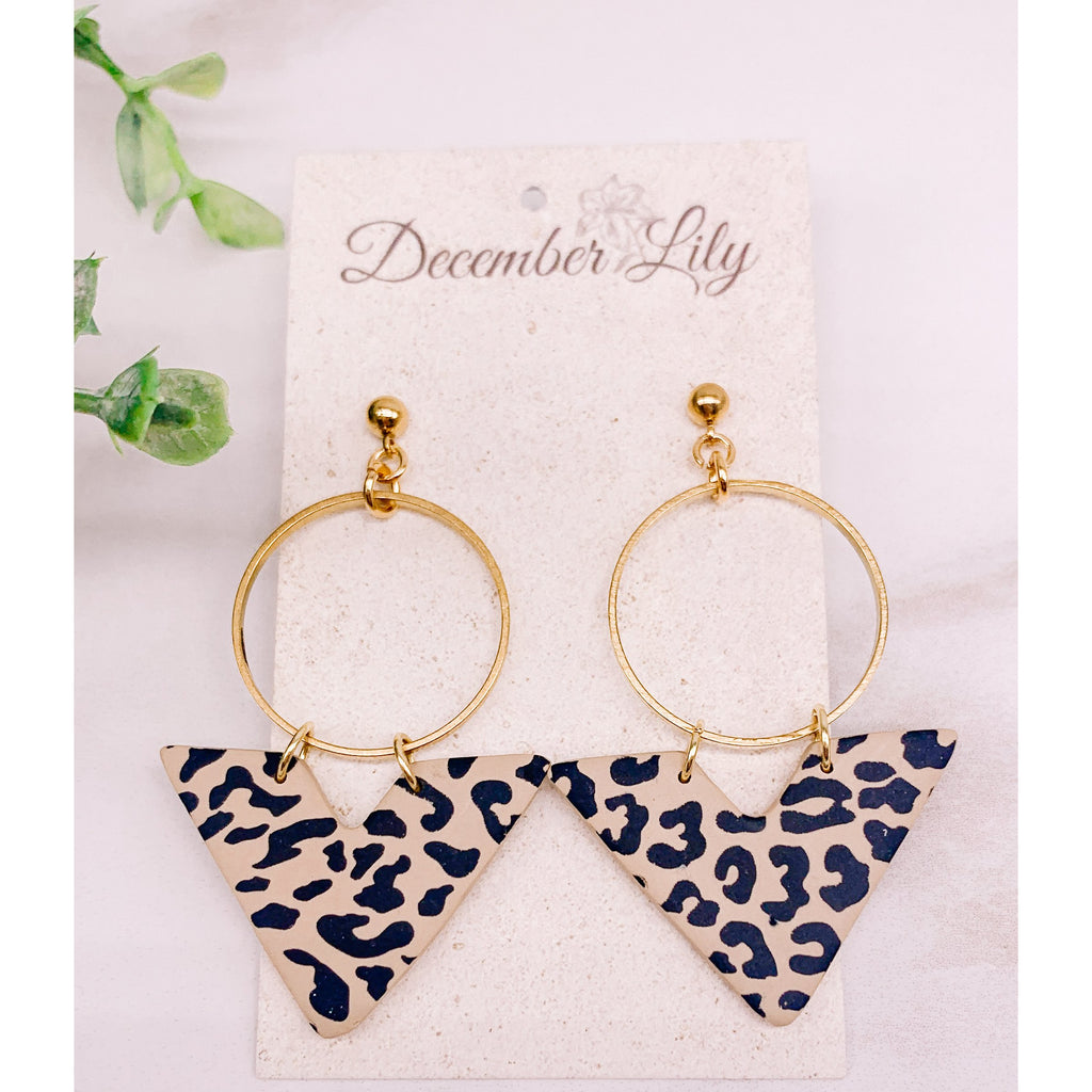 Leopard Chevron Stud Dangle