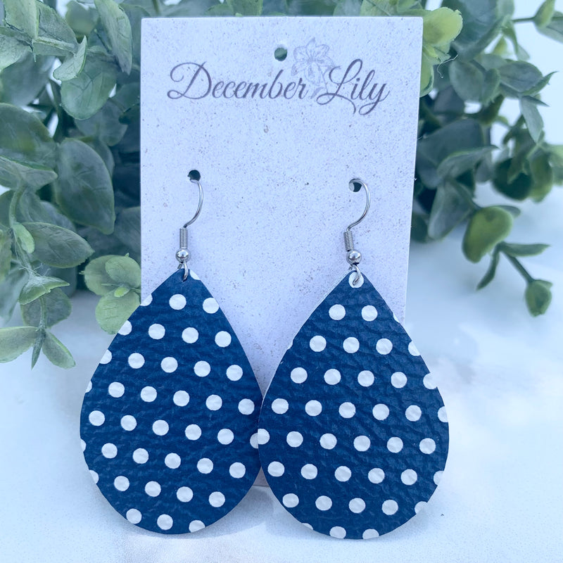 Navy Polka Dot Teardrop